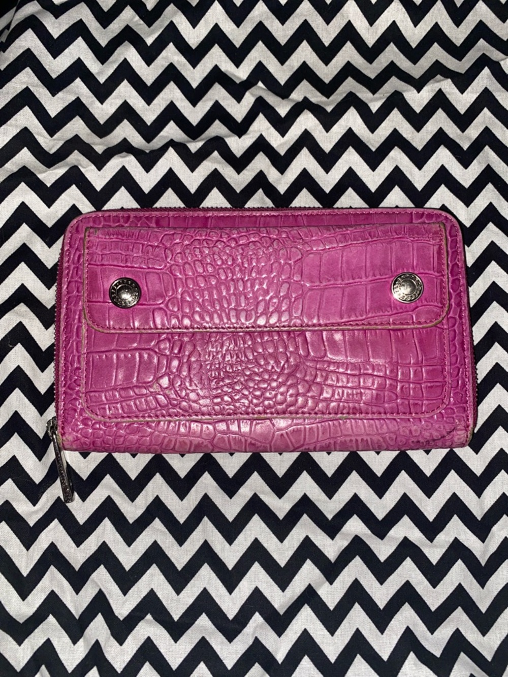 Vintage Express Wallet fuchsia Croc-Embossed Y2K